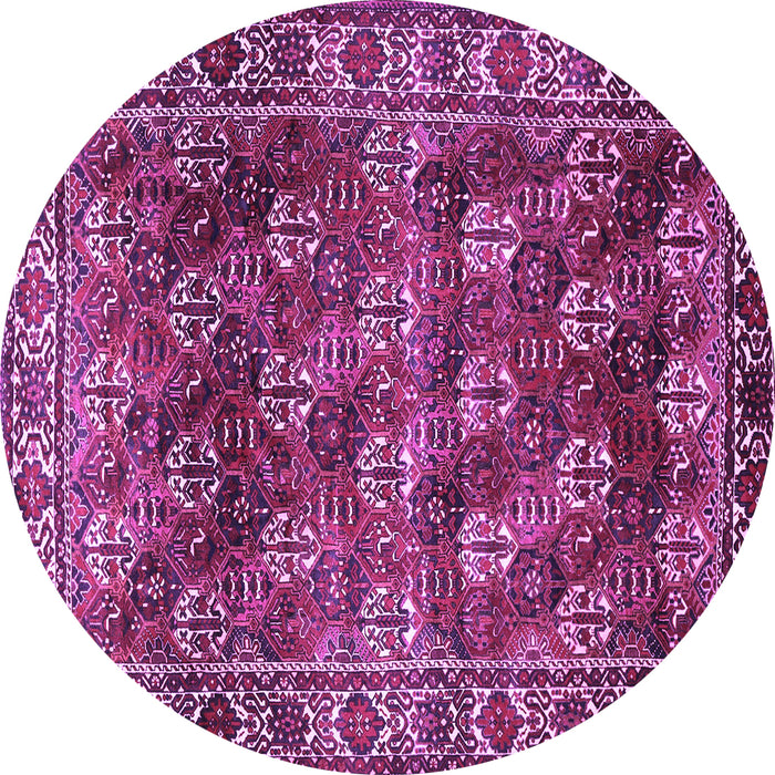 Round Machine Washable Persian Purple Traditional Area Rugs, wshtr1377pur