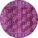 Round Machine Washable Persian Purple Traditional Area Rugs, wshtr1377pur