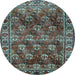 Round Persian Light Blue Traditional Rug, tr1377lblu