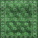 Square Machine Washable Persian Emerald Green Traditional Area Rugs, wshtr1377emgrn