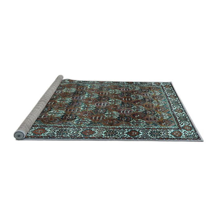Sideview of Machine Washable Persian Light Blue Traditional Rug, wshtr1377lblu