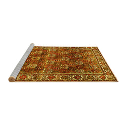 Sideview of Machine Washable Persian Yellow Traditional Rug, wshtr1377yw