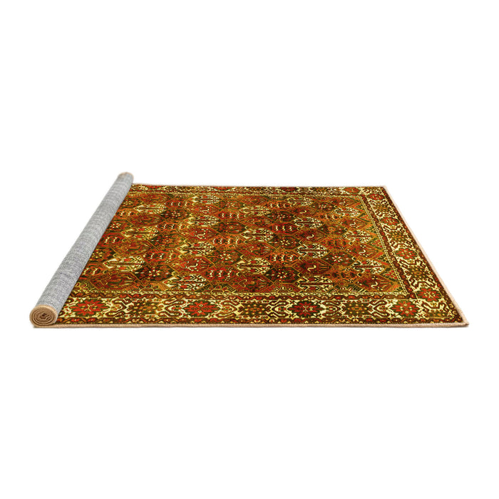 Sideview of Machine Washable Persian Yellow Traditional Rug, wshtr1377yw