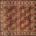 Square Persian Brown Traditional Rug, tr1377brn