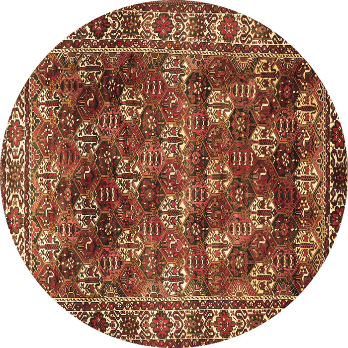 Round Persian Brown Traditional Rug, tr1377brn
