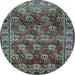 Round Machine Washable Persian Light Blue Traditional Rug, wshtr1377lblu