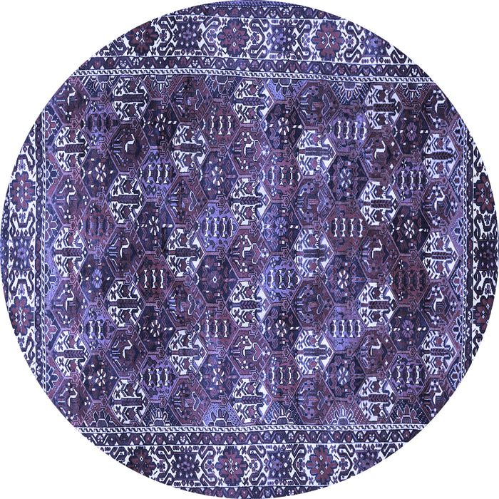 Round Machine Washable Persian Blue Traditional Rug, wshtr1377blu