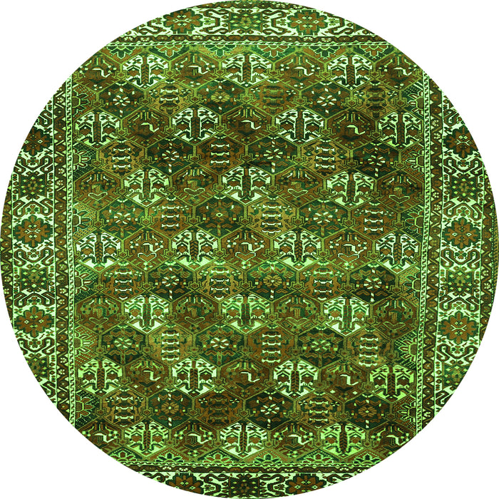Square Persian Green Traditional Rug, tr1377grn