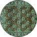 Round Persian Turquoise Traditional Rug, tr1377turq