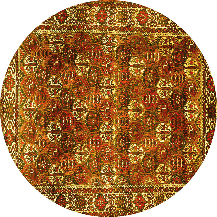 Round Persian Yellow Traditional Rug, tr1377yw