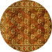 Round Persian Yellow Traditional Rug, tr1377yw