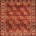 Round Machine Washable Persian Orange Traditional Area Rugs, wshtr1377org