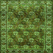 Round Machine Washable Persian Green Traditional Area Rugs, wshtr1377grn