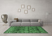 Machine Washable Persian Emerald Green Traditional Area Rugs in a Living Room,, wshtr1377emgrn