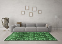 Machine Washable Persian Emerald Green Traditional Rug, wshtr1377emgrn