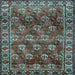 Square Machine Washable Persian Light Blue Traditional Rug, wshtr1377lblu