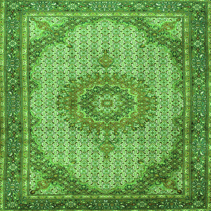 Round Machine Washable Medallion Green Traditional Area Rugs, wshtr1378grn