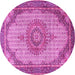 Round Medallion Pink Traditional Rug, tr1378pnk