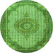 Square Medallion Green Traditional Rug, tr1378grn