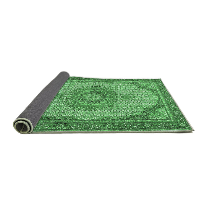 Sideview of Medallion Emerald Green Traditional Rug, tr1378emgrn