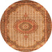 Square Medallion Orange Traditional Rug, tr1378org