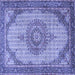 Square Medallion Blue Traditional Rug, tr1378blu