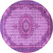 Round Medallion Purple Traditional Rug, tr1378pur