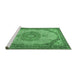 Sideview of Machine Washable Medallion Emerald Green Traditional Area Rugs, wshtr1378emgrn