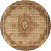 Round Medallion Brown Traditional Rug, tr1378brn