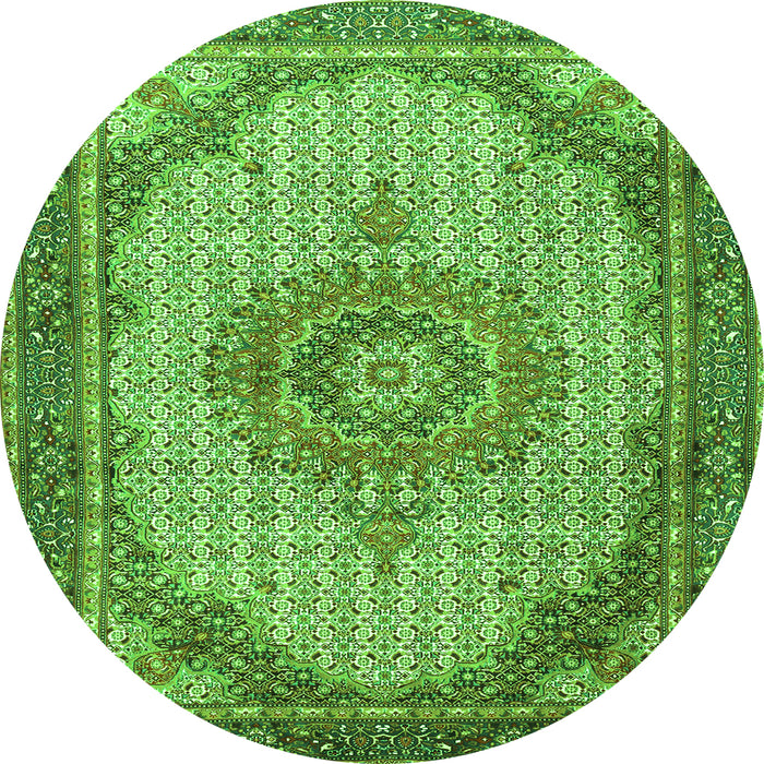 Machine Washable Medallion Green Traditional Area Rugs, wshtr1378grn