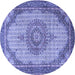 Round Medallion Blue Traditional Rug, tr1378blu