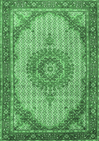 Medallion Emerald Green Traditional Rug, tr1378emgrn