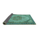 Sideview of Medallion Turquoise Traditional Rug, tr1378turq