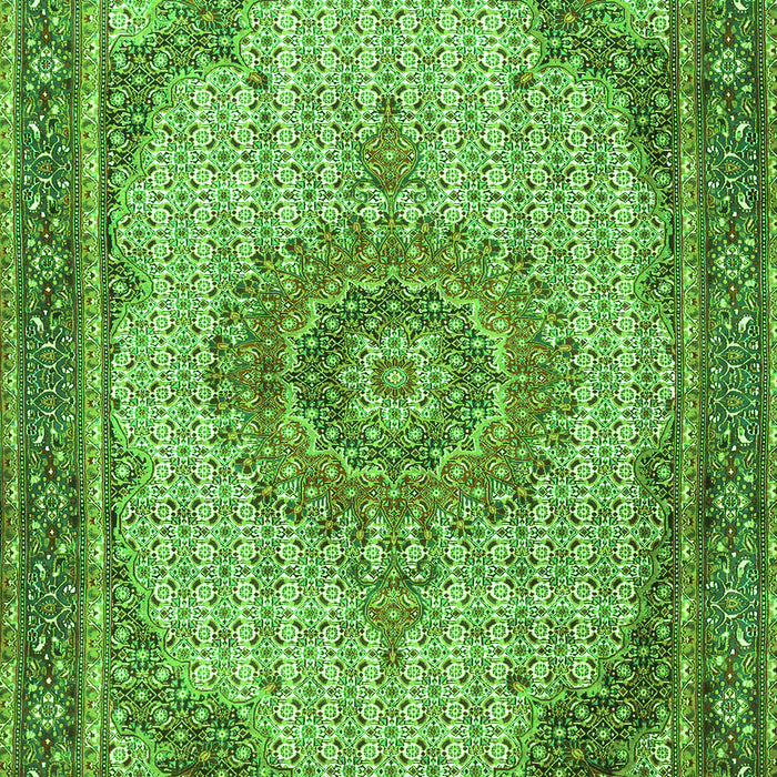 Serging Thickness of Machine Washable Medallion Green Traditional Area Rugs, wshtr1378grn