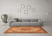 Machine Washable Medallion Orange Traditional Area Rugs in a Living Room, wshtr1378org