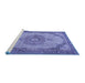 Sideview of Machine Washable Medallion Blue Traditional Rug, wshtr1378blu