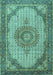 Medallion Turquoise Traditional Rug, tr1378turq