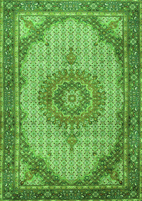 Medallion Green Traditional Rug, tr1378grn