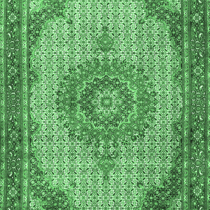 Machine Washable Medallion Emerald Green Traditional Area Rugs, wshtr1378emgrn