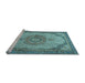 Sideview of Machine Washable Medallion Light Blue Traditional Rug, wshtr1378lblu