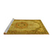 Sideview of Machine Washable Medallion Yellow Traditional Rug, wshtr1378yw