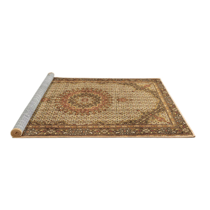 Sideview of Machine Washable Medallion Brown Traditional Rug, wshtr1378brn