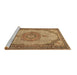 Sideview of Machine Washable Medallion Brown Traditional Rug, wshtr1378brn