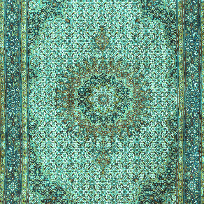 Machine Washable Medallion Turquoise Traditional Area Rugs, wshtr1378turq