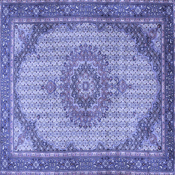 Square Machine Washable Medallion Blue Traditional Rug, wshtr1378blu