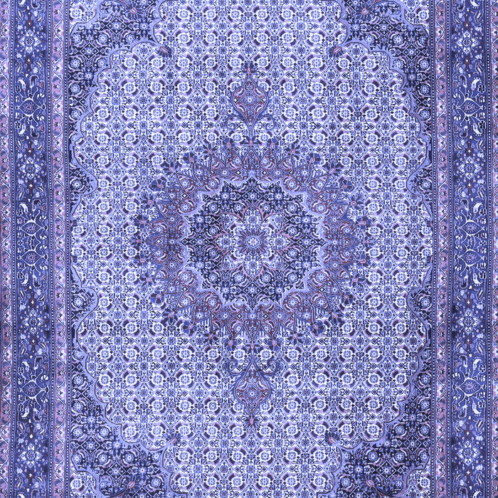 Machine Washable Medallion Blue Traditional Rug, wshtr1378blu