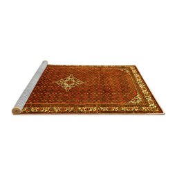 Sideview of Machine Washable Persian Yellow Traditional Rug, wshtr1379yw