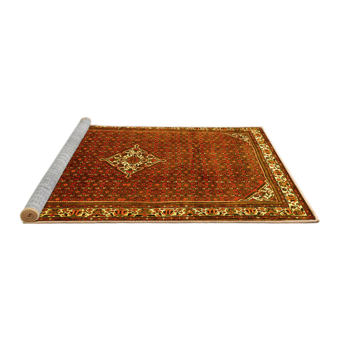 Sideview of Machine Washable Persian Yellow Traditional Rug, wshtr1379yw
