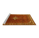 Sideview of Machine Washable Persian Yellow Traditional Rug, wshtr1379yw