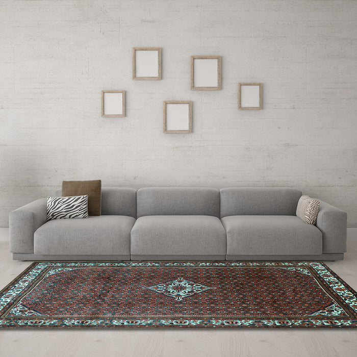 Machine Washable Persian Light Blue Traditional Rug in a Living Room, wshtr1379lblu